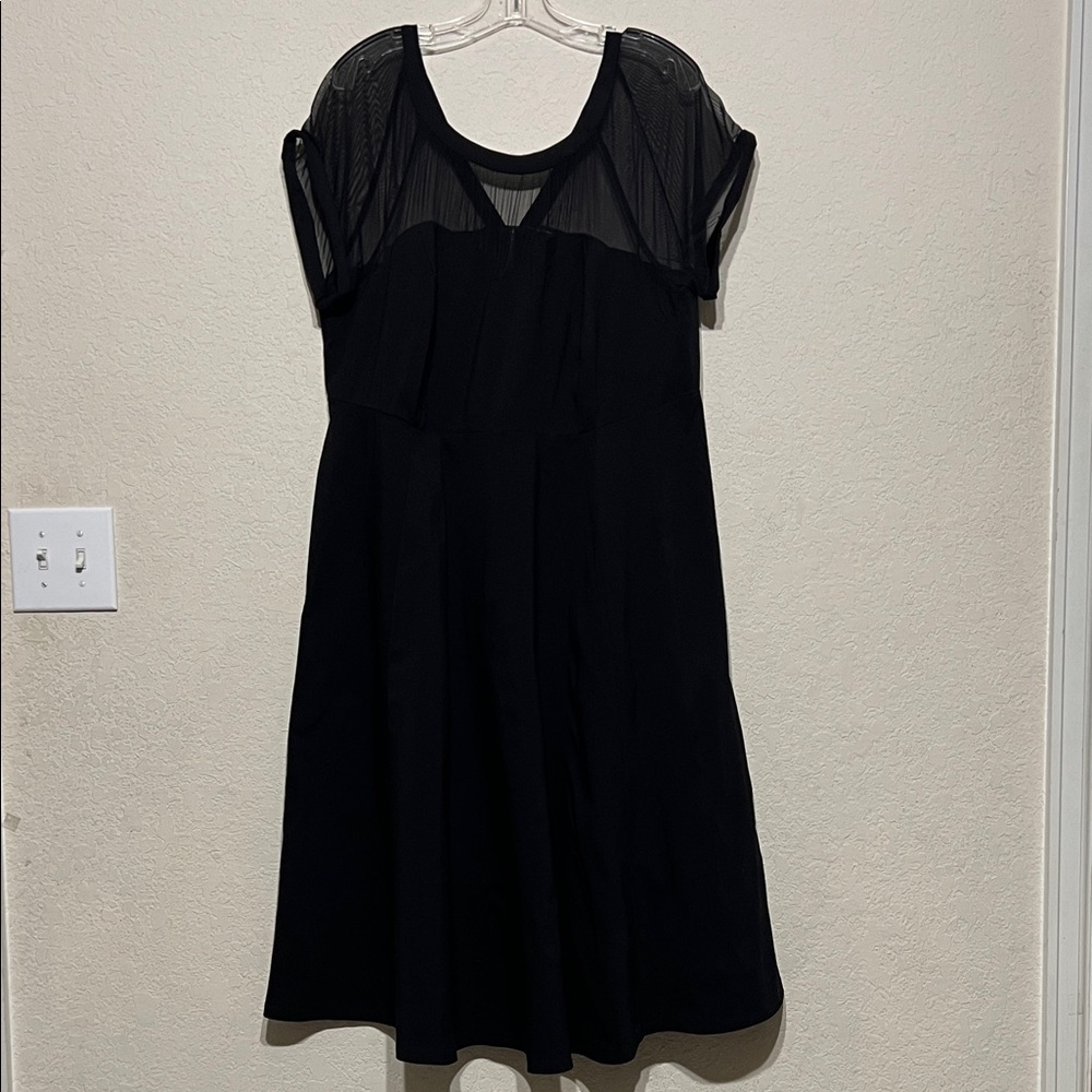 torrid Black Midi Dress with Sheer Mesh Yoke
